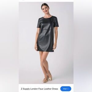 Z Supply London Elegant Black Faux Leather Dress L